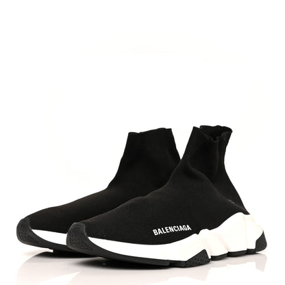 Balenciaga Neoprene Knit Womens Speed Sneakers 38 Black White 3 of 7