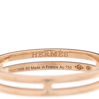 Hermes 18K Rose Gold Ariane Wedding Band Ring 60 9 4 of 5