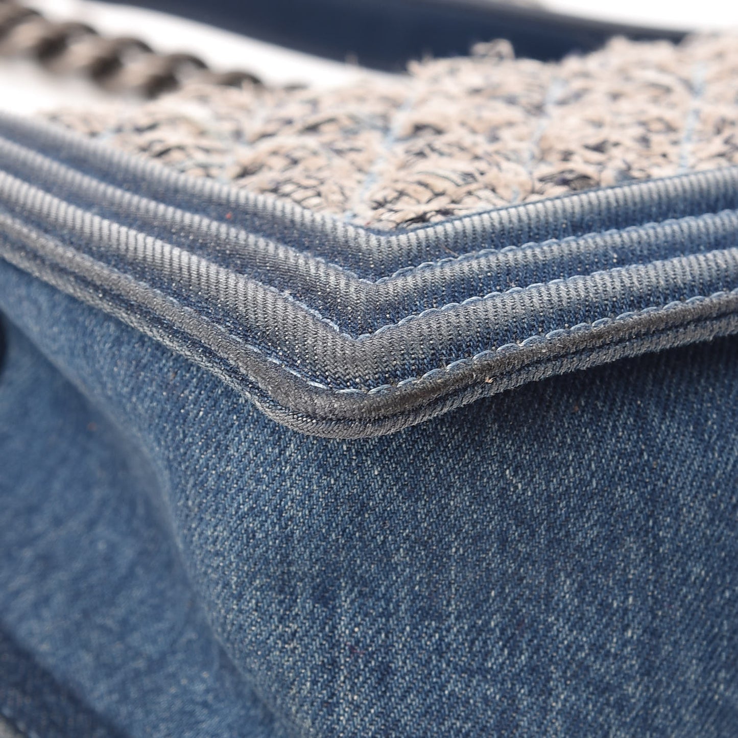 Tweed Denim Medium Boy Flap Dark Blue