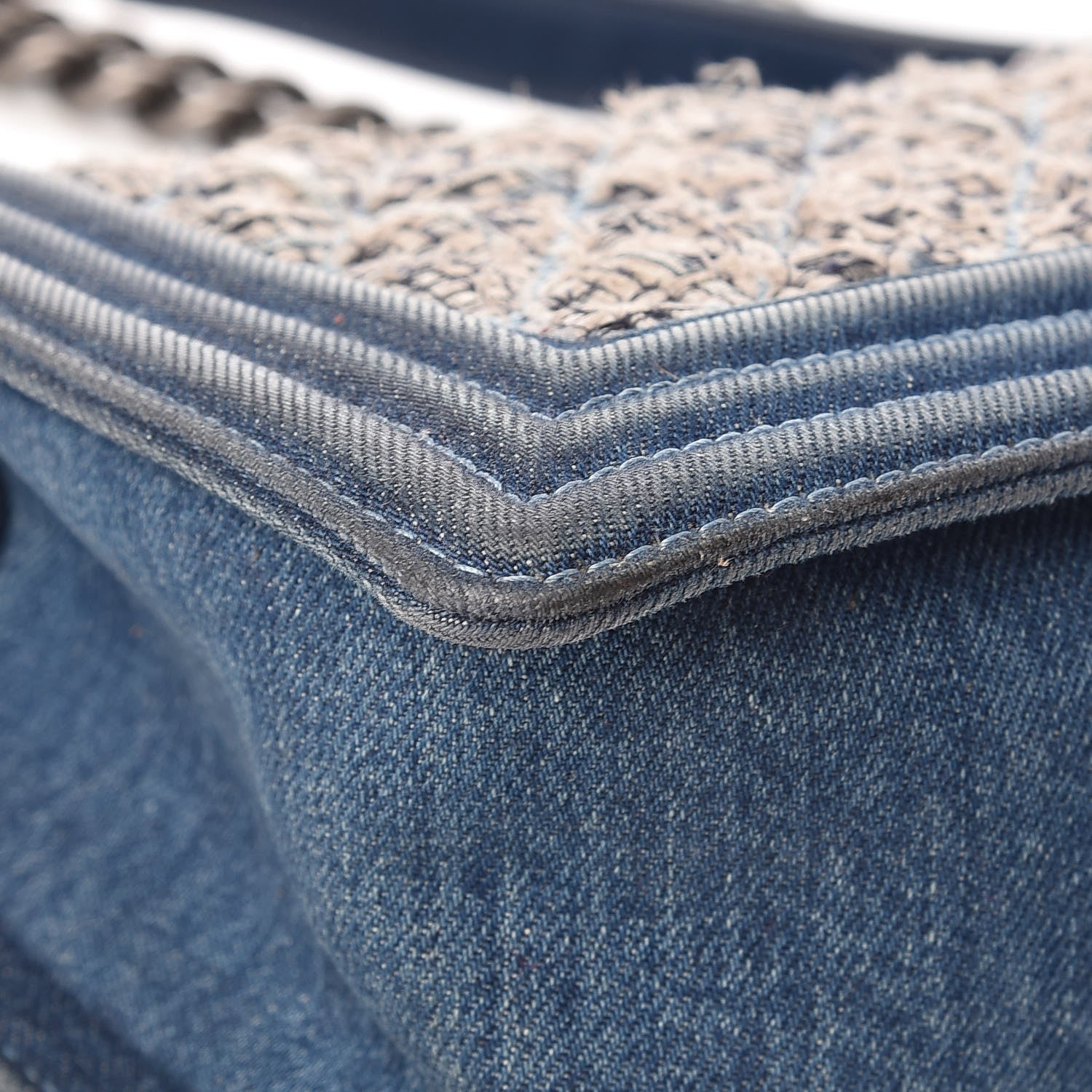 Chanel Tweed Denim Medium Boy Flap Dark Blue 16 of 24