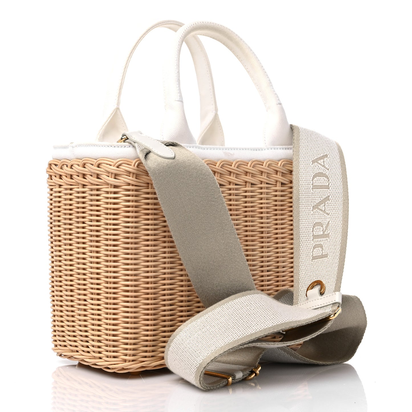 Wicker Canvas Tote Naturale White