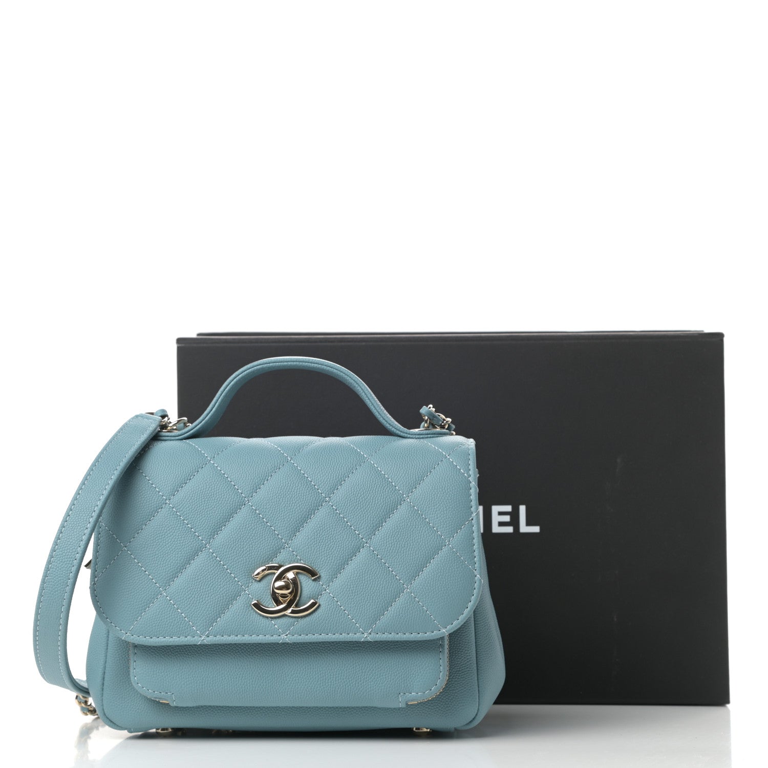 Chanel Caviar Quilted Small Business Affinity Flap Light Blue 11 of 11