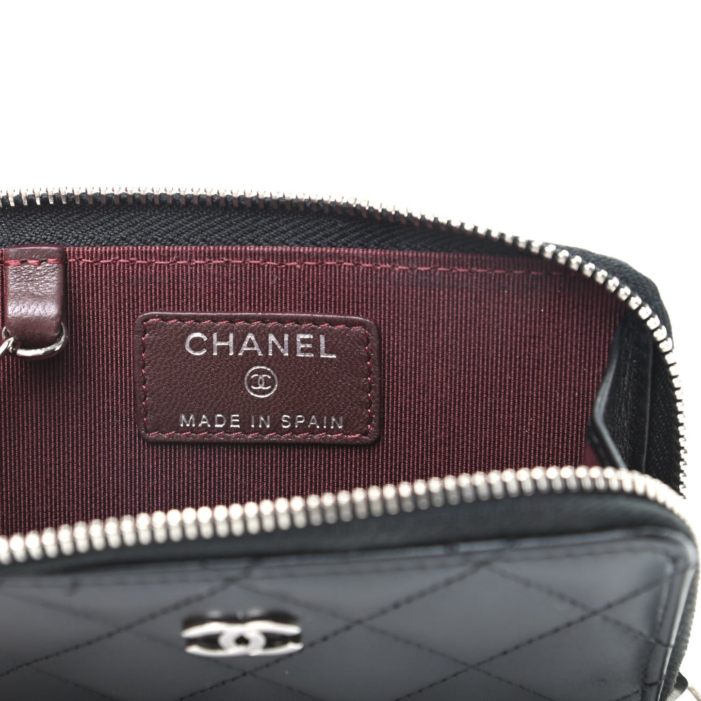 Lambskin Quilted Key Holder Case Black