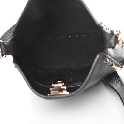 Valentino Garavani Pebbled Calfskin Mini Rockstud Flip-Lock Messenger Bag Black 5 of 7