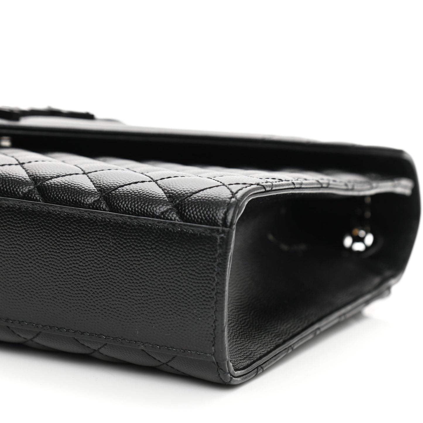 Grain De Poudre Textured Mixed Matelasse Large Triquilt Monogram Monochrome Satchel Black