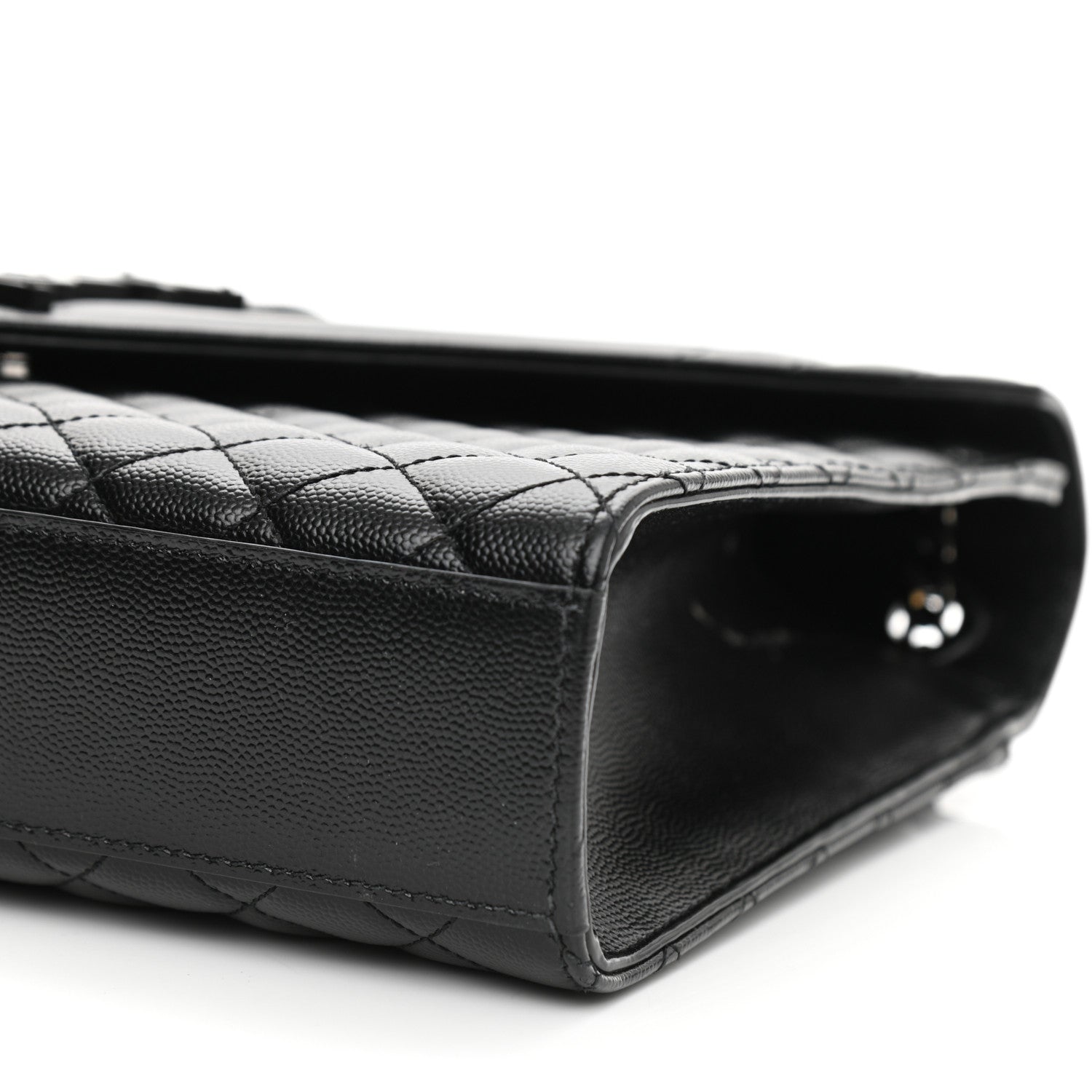 Saint Laurent Grain De Poudre Textured Mixed Matelasse Large Triquilt Monogram Monochrome Satchel Black 10 of 11