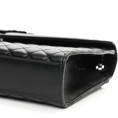 Saint Laurent Grain De Poudre Textured Mixed Matelasse Large Triquilt Monogram Monochrome Satchel Black 10 of 11