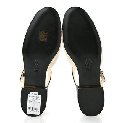 Chanel Patent Lambskin Quilted Cap Toe Ballerina Flats 39.5 Ivory Black 7 of 9