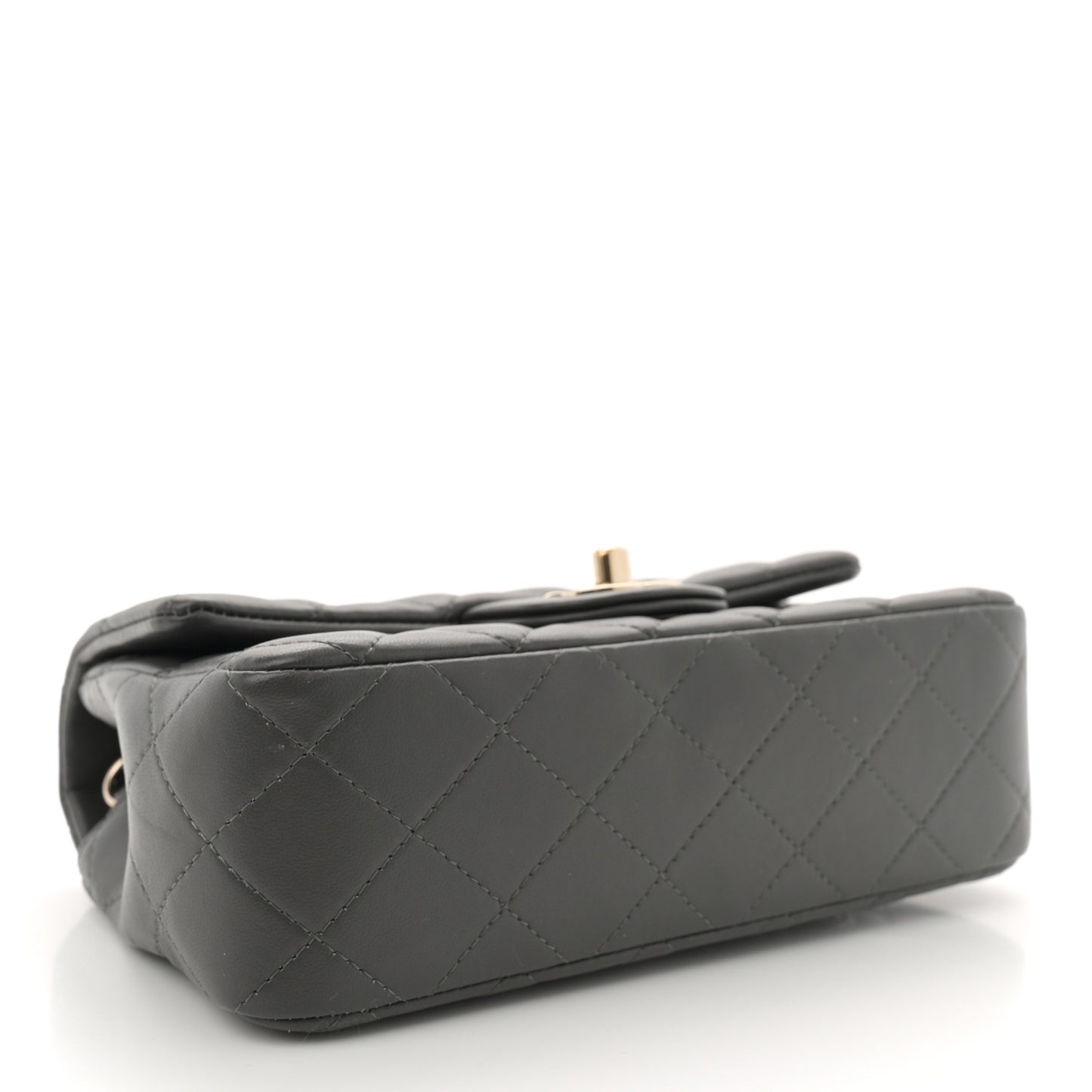 Lambskin Quilted Mini Rectangular Flap Dark Grey