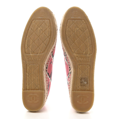 Chanel Printed Canvas Grosgrain Espadrilles 39 Pink Black 5 of 9