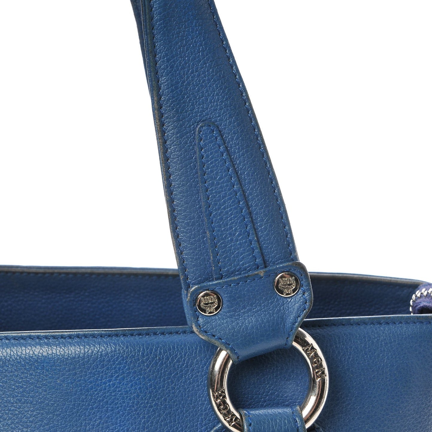 Calfskin Studded Tote Bag Blue