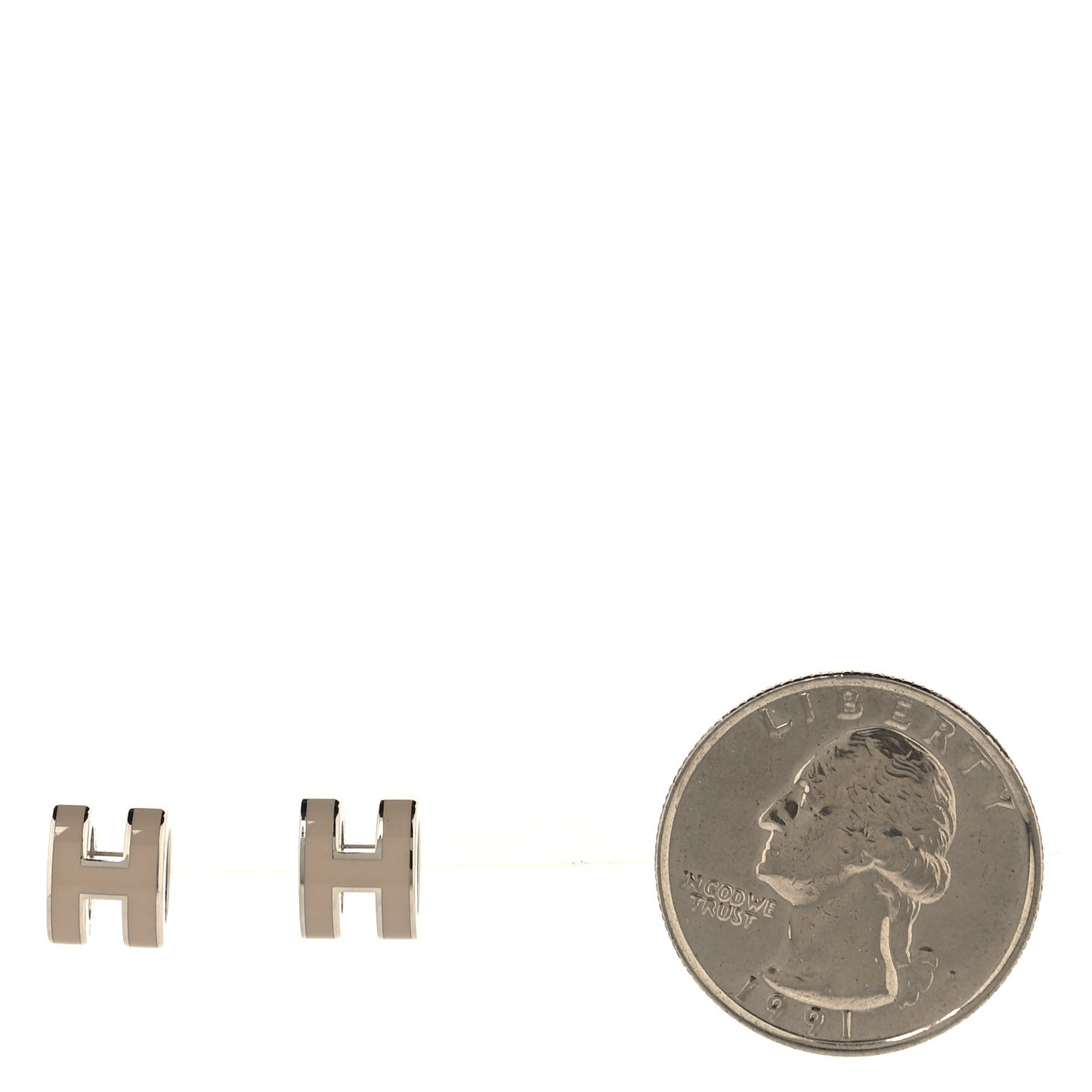 Palladium Lacquered Mini Pop H Earrings Marron Glace