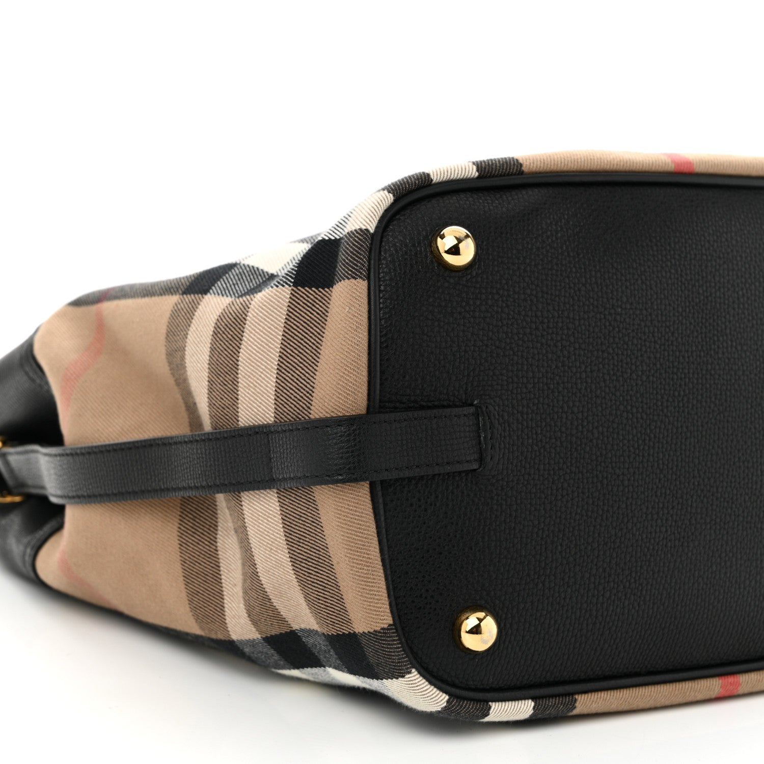 Burberry Grainy Calfskin House Check Medium Sycamore Hobo Black 8 of 9