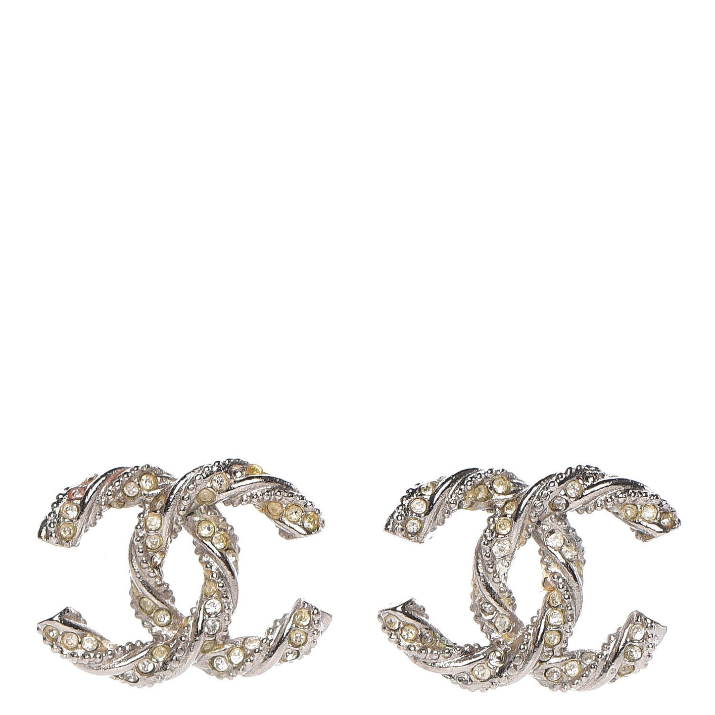 Crystal CC Twisted Earrings Silver