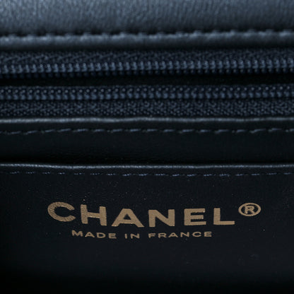 Chanel Lambskin Quilted Mini Top Handle Rectangular Flap Navy Blue 6 of 10