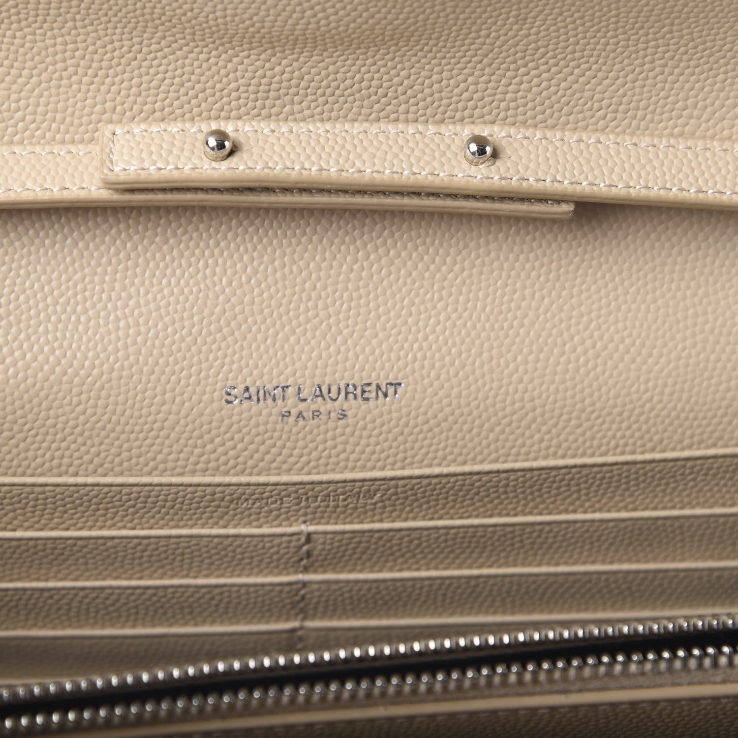 Saint Laurent Grain De Poudre Matelasse Chevron Monogram Chain Wallet Nude Powder 8 of 10