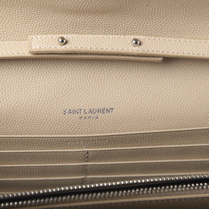 Saint Laurent Grain De Poudre Matelasse Chevron Monogram Chain Wallet Nude Powder 8 of 10