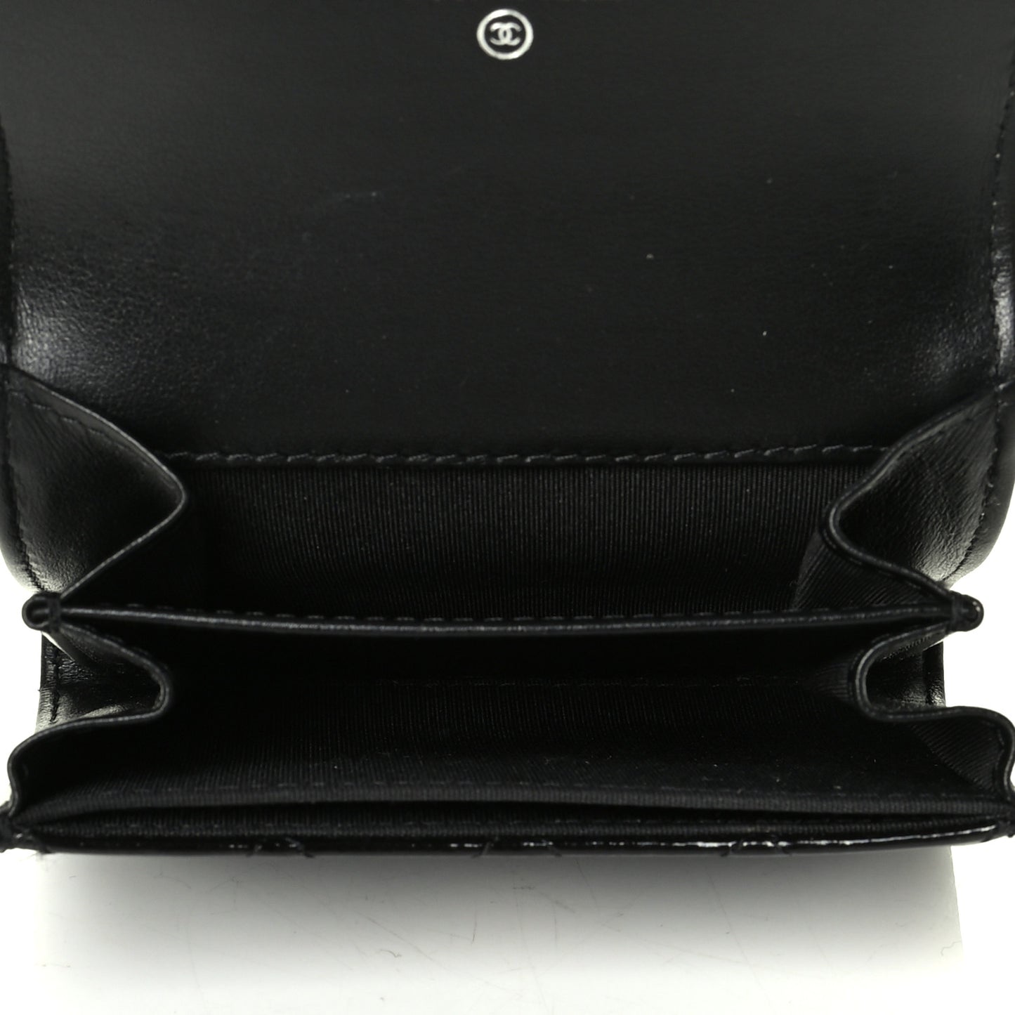 Distressed Patent Quilted Boy Flap Card Holder Wallet Black