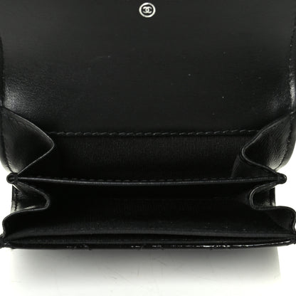 Chanel Distressed Patent Quilted Boy Flap Card Holder Wallet Black 4 of 7