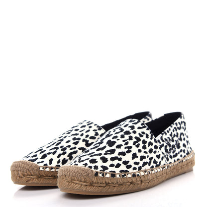 Saint Laurent Canvas Leopard Print Espadrilles 38 Latte Black 3 of 13