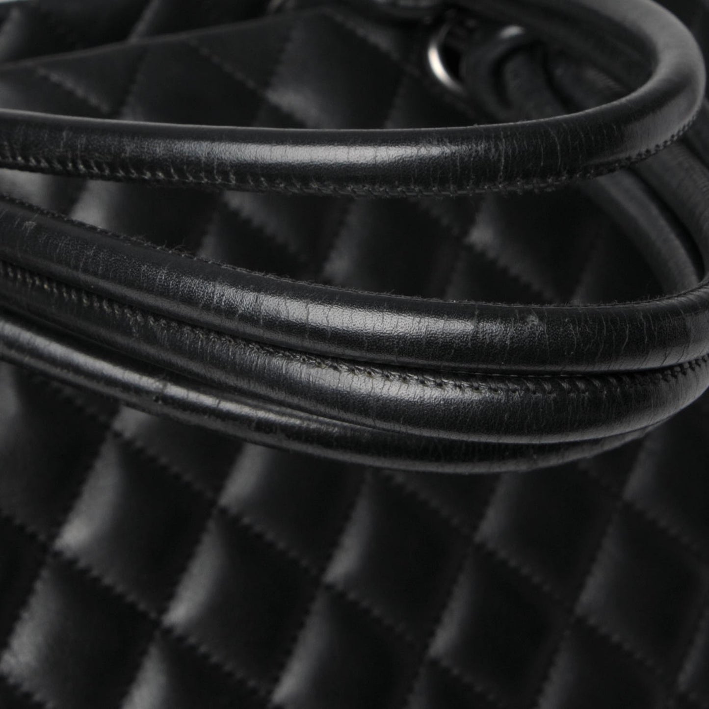 Calfskin Quilted Large Cambon Tote Black