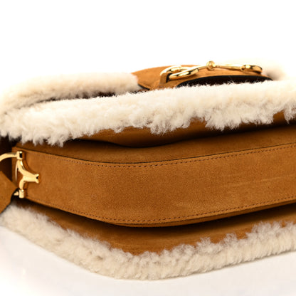 Gucci Suede Shearling Horsebit 1955 Shoulder Bag Brown 10 of 10