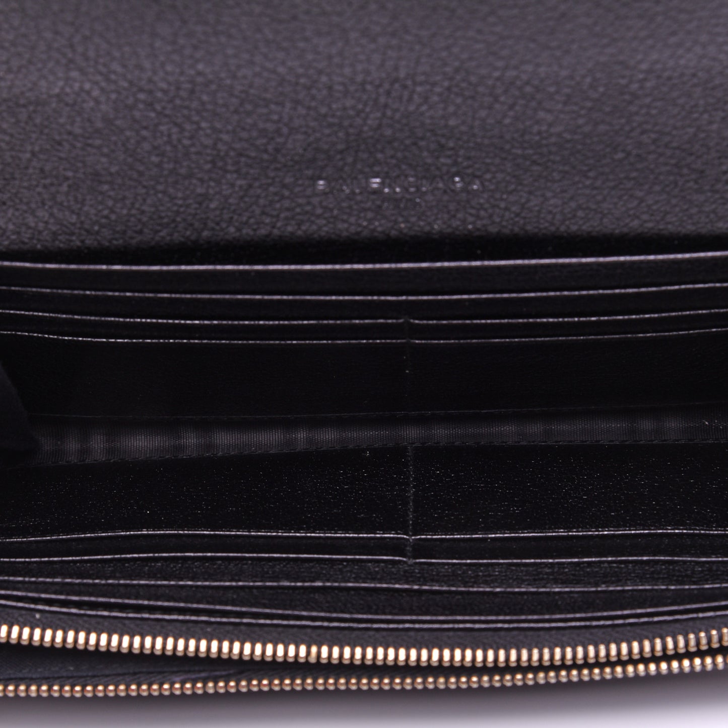 Chevre Gold Metallic Edge Hardware Money Wallet Black