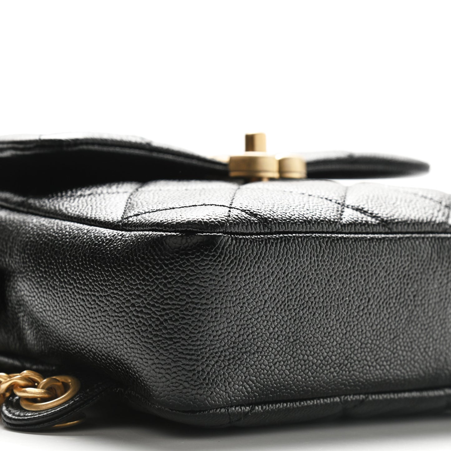 Shiny Caviar Quilted Chain Melody Backpack Black