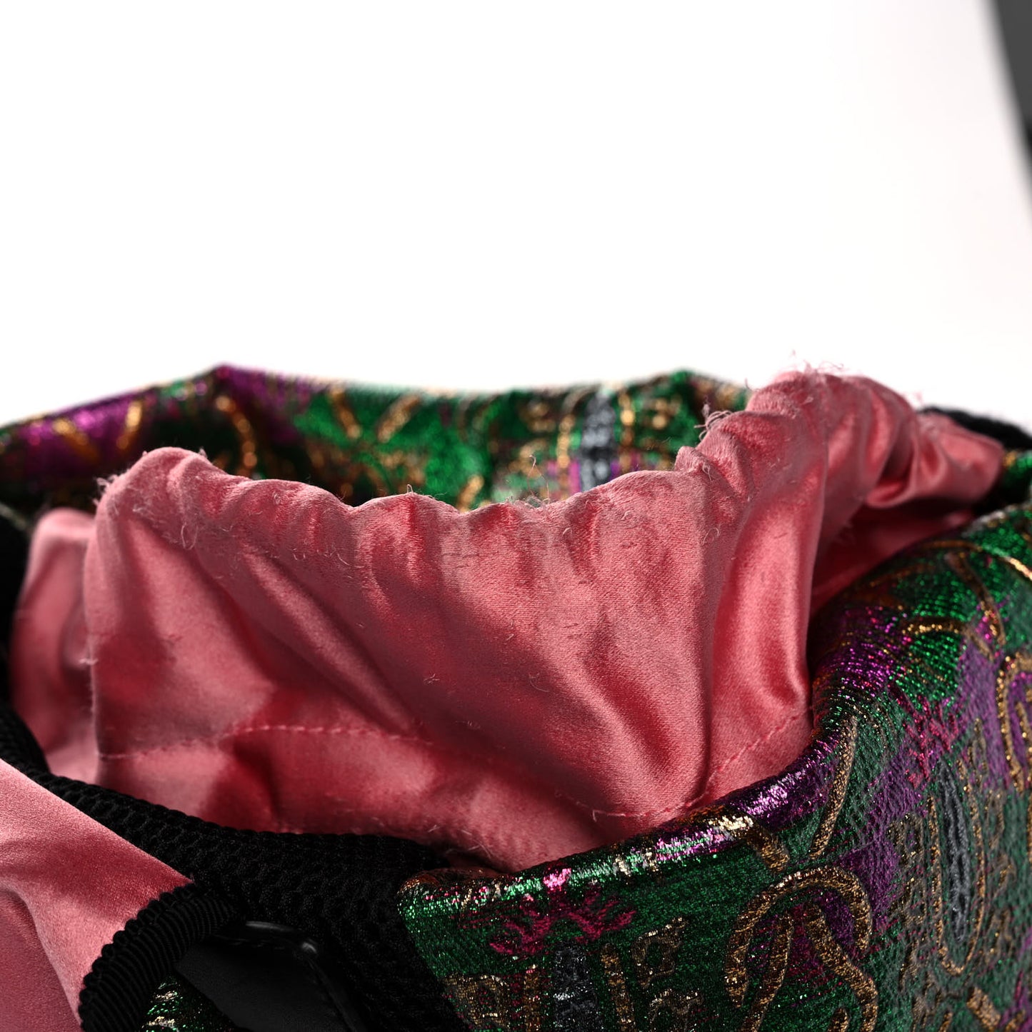 Brocade Web Small Double Buckle Backpack Green Multicolor