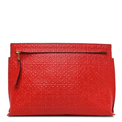 Loewe Calfskin Embossed Repeat T Pouch Red 1 of 9