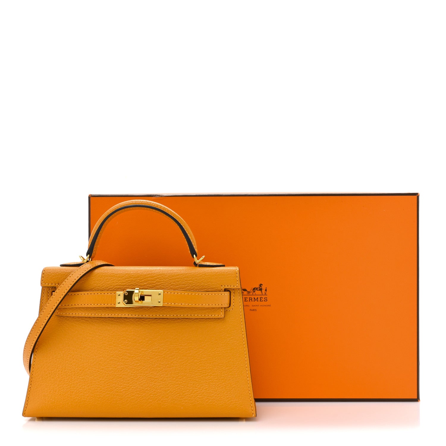 Hermes Chevre Mysore Mini Kelly Sellier 20 Jaune D'or 14 of 14