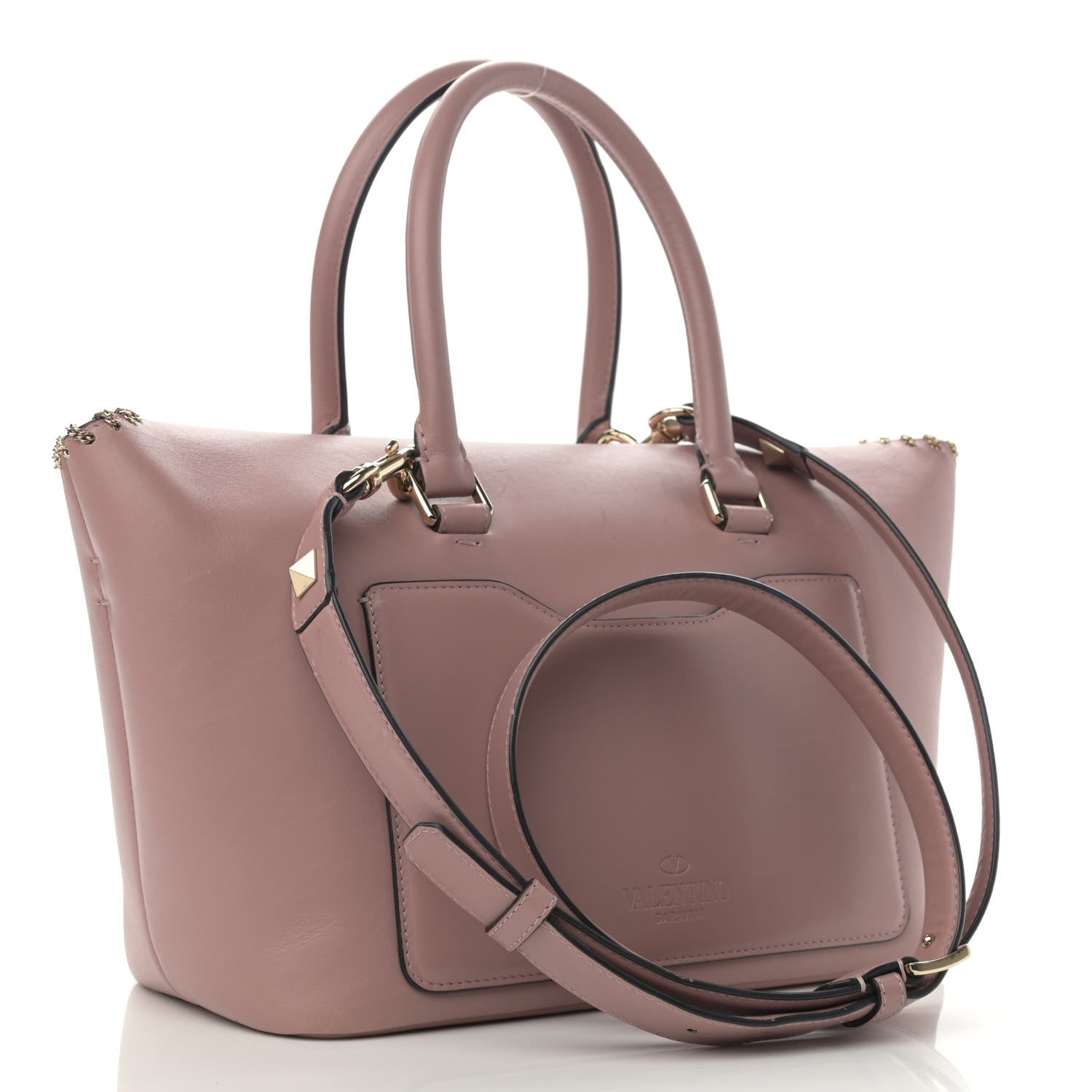 Valentino Garavani Calfskin Groumette Small Demilune Double Handle Satchel Lipstick 3 of 19
