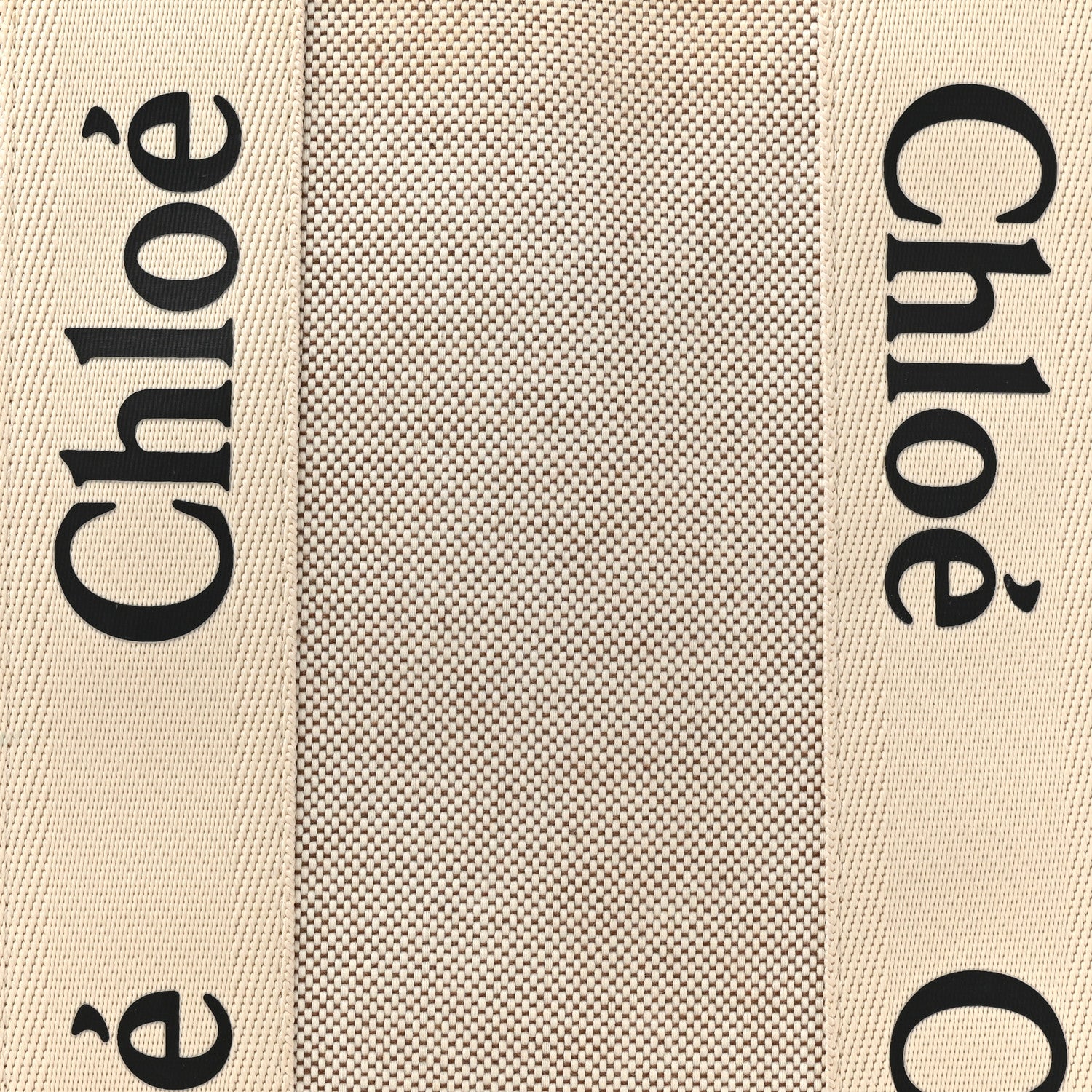 Chloe Cotton Calfskin Large Woody Ribbon Tote White Brown 8 of 15