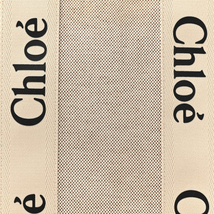 Chloe Cotton Calfskin Large Woody Ribbon Tote White Brown 8 of 15