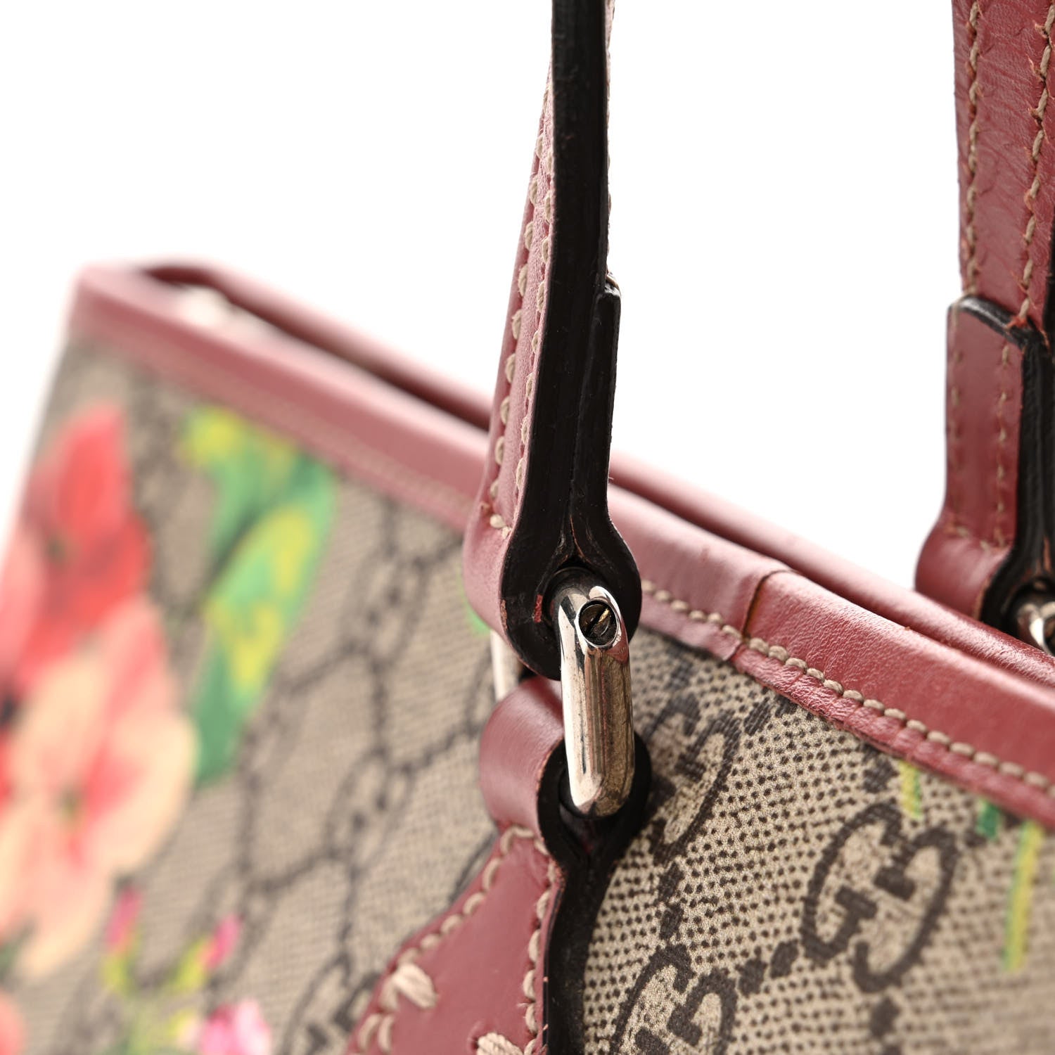 Gucci GG Supreme Monogram Blooms Medium Zippered Tote Beige Multicolor Dry Rose 15 of 18