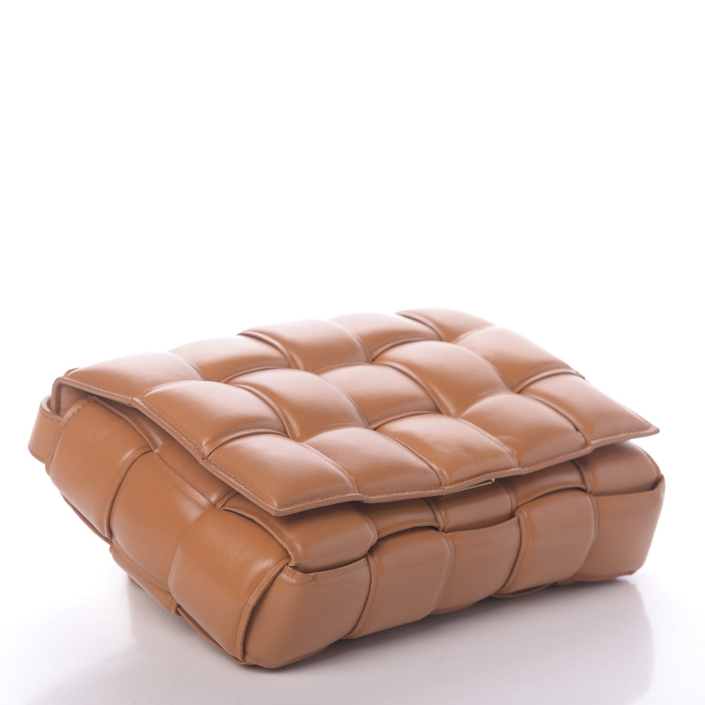Nappa Maxi Intreccio Padded Cassette Crossbody Bag Clay