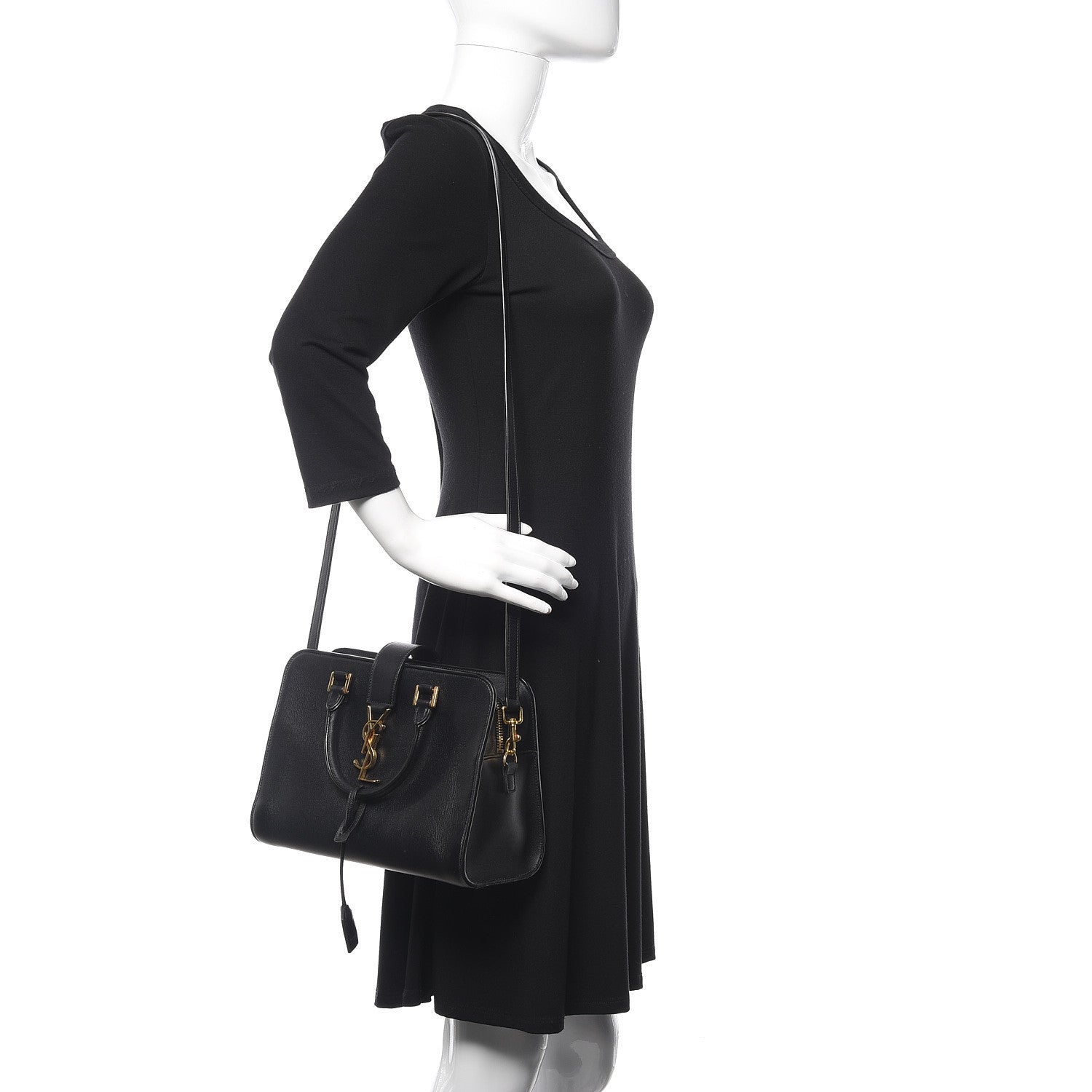 Saint Laurent Calfskin Monogram Baby Cabas Black 2 of 9