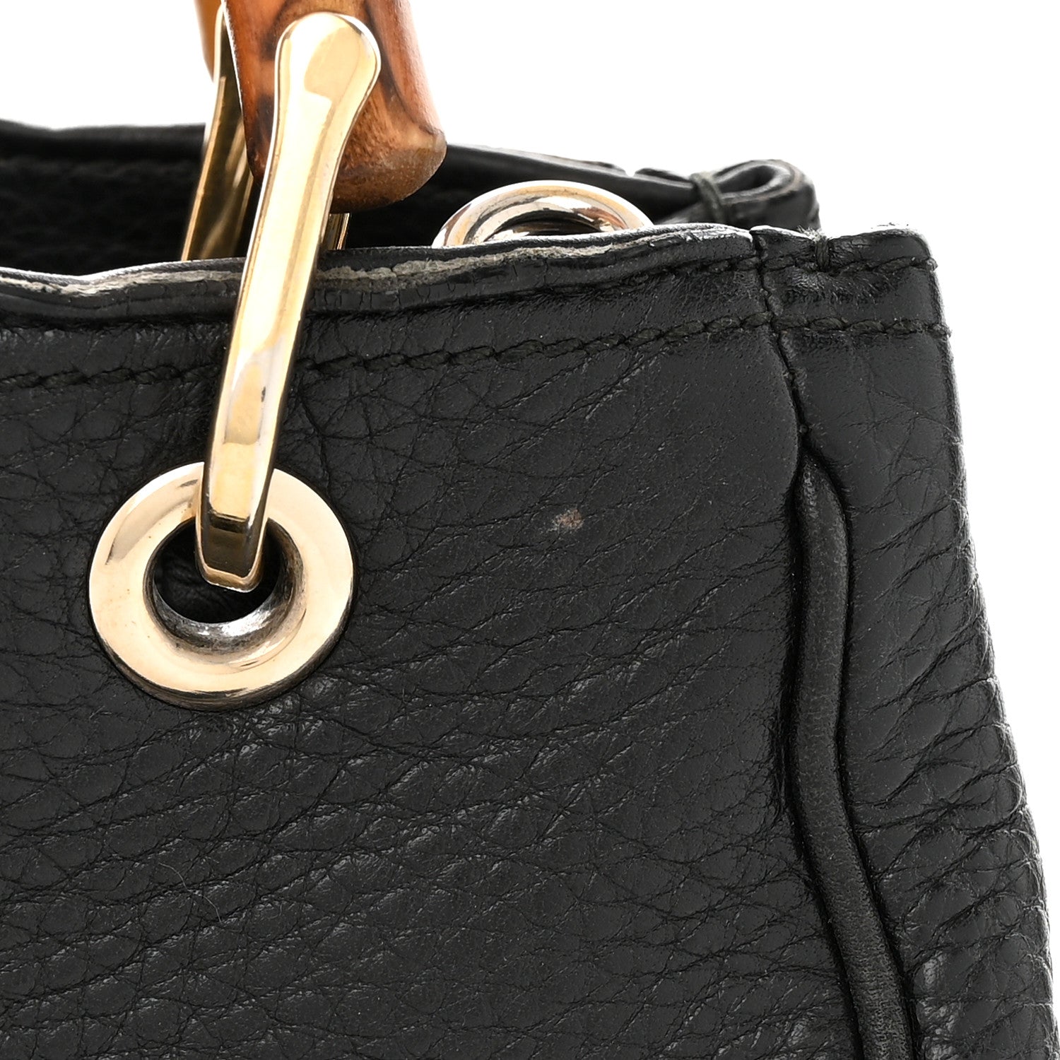 Gucci Calfskin Small Bamboo Shopper Tote Black 18 of 20