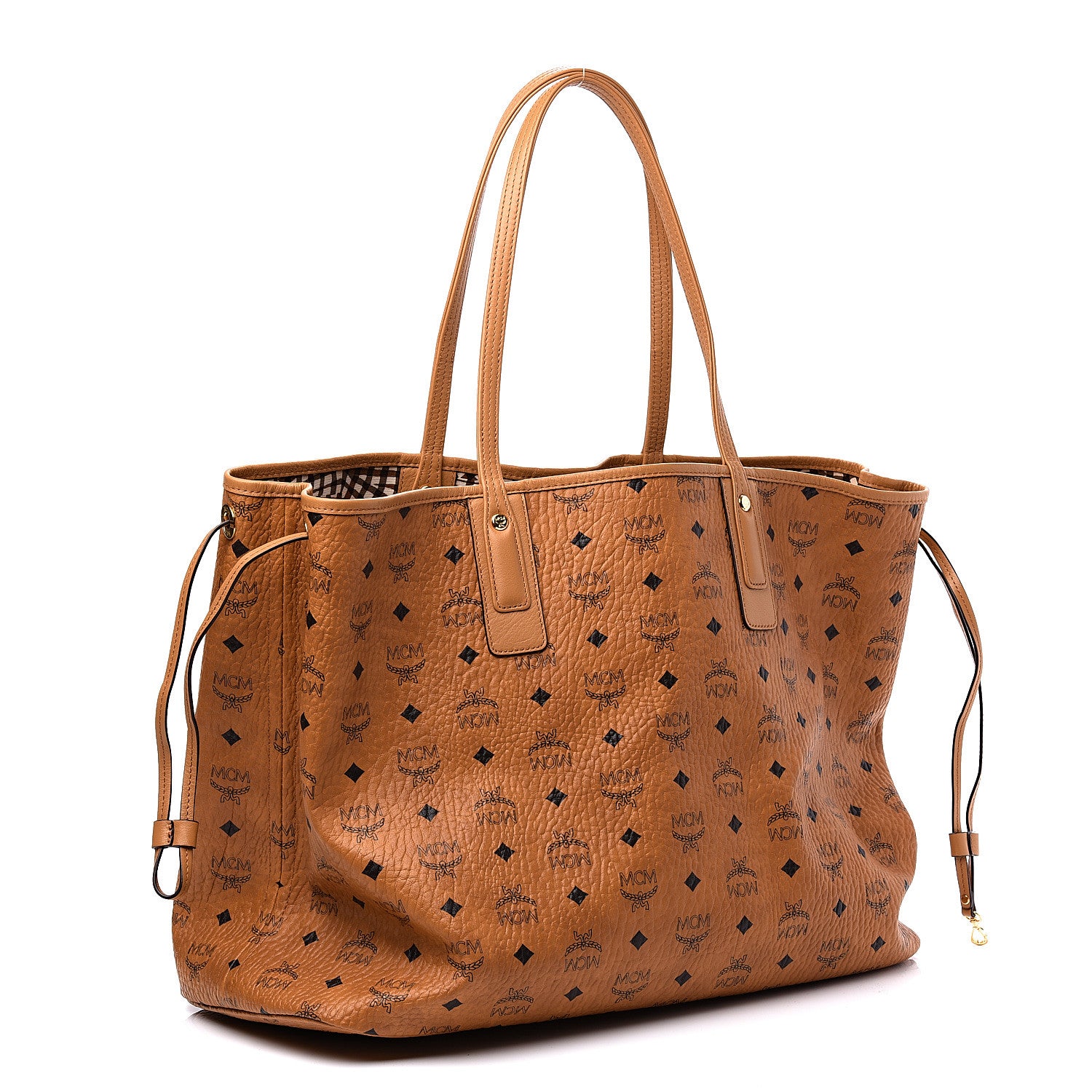 MCM Visetos Large Liz Reversible Shopper Tote Cognac 3 of 9
