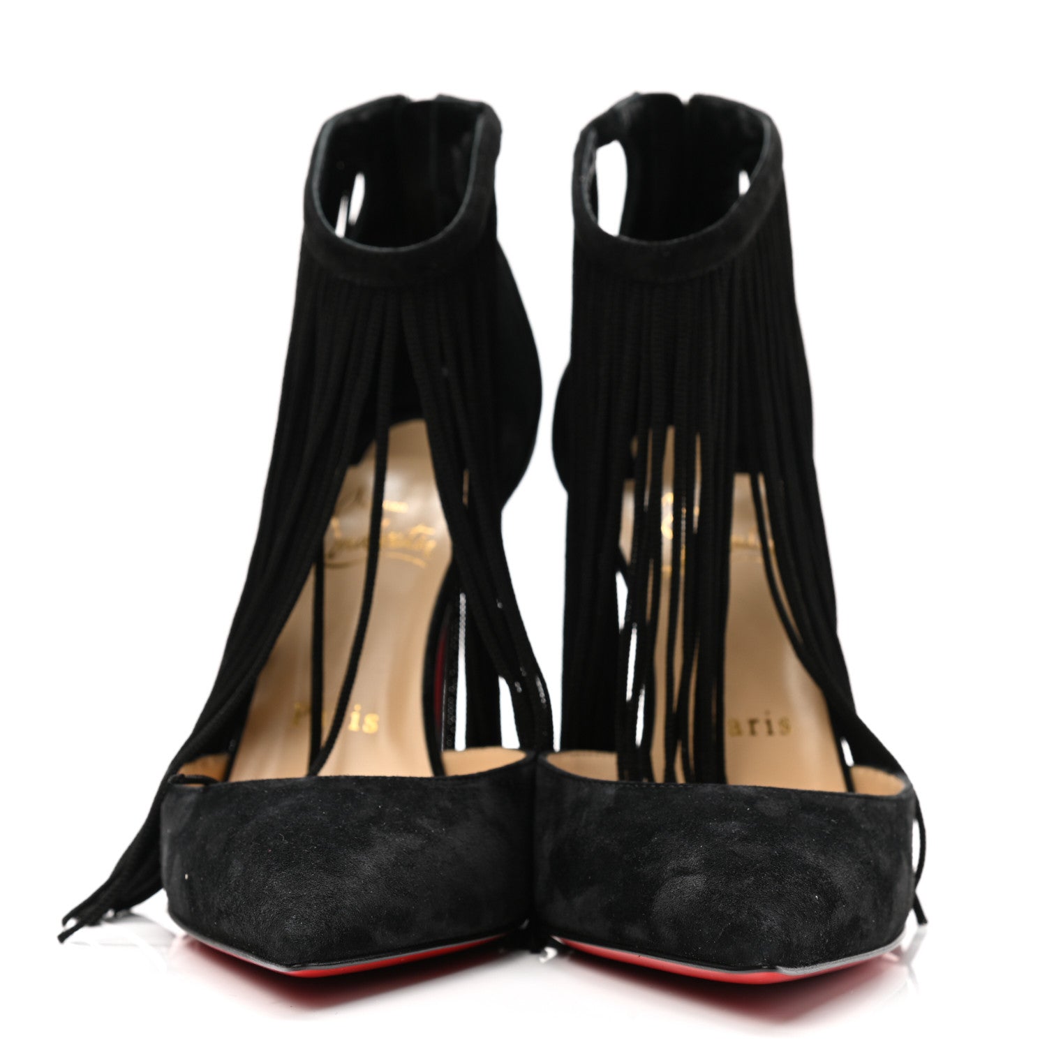 Christian Louboutin Veau Velours Fringe Courtain 100 Pumps 37.5 Black 2 of 8