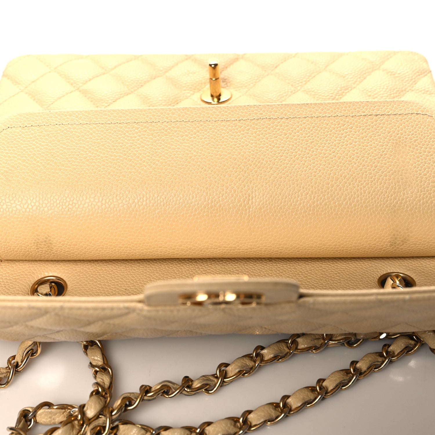 Chanel Caviar Quilted Medium Double Flap Beige 11 of 12