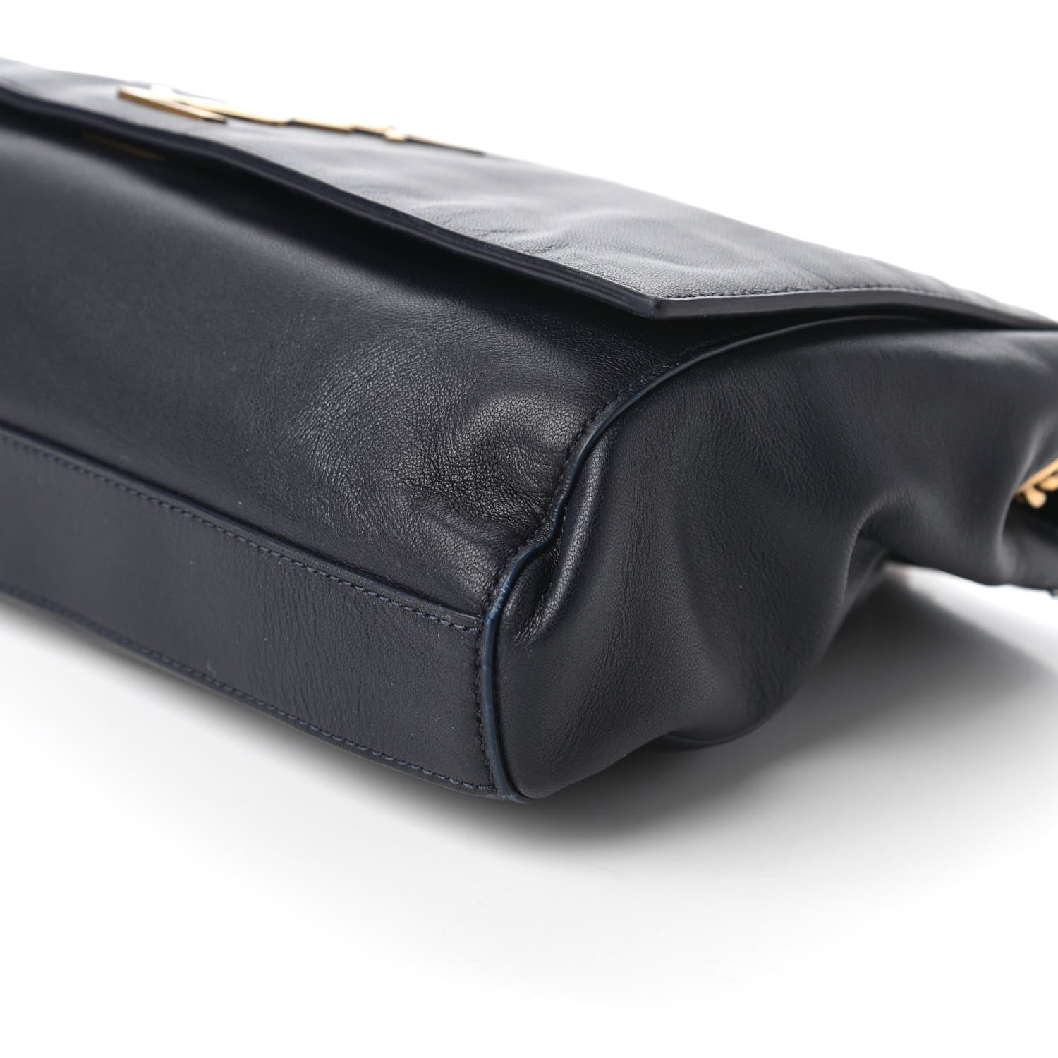 Saint Laurent Smooth Calfskin Suede Medium Reversible Monogram Kate Satchel Navy 7 of 17