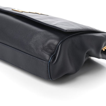 Saint Laurent Smooth Calfskin Suede Medium Reversible Monogram Kate Satchel Navy 7 of 17