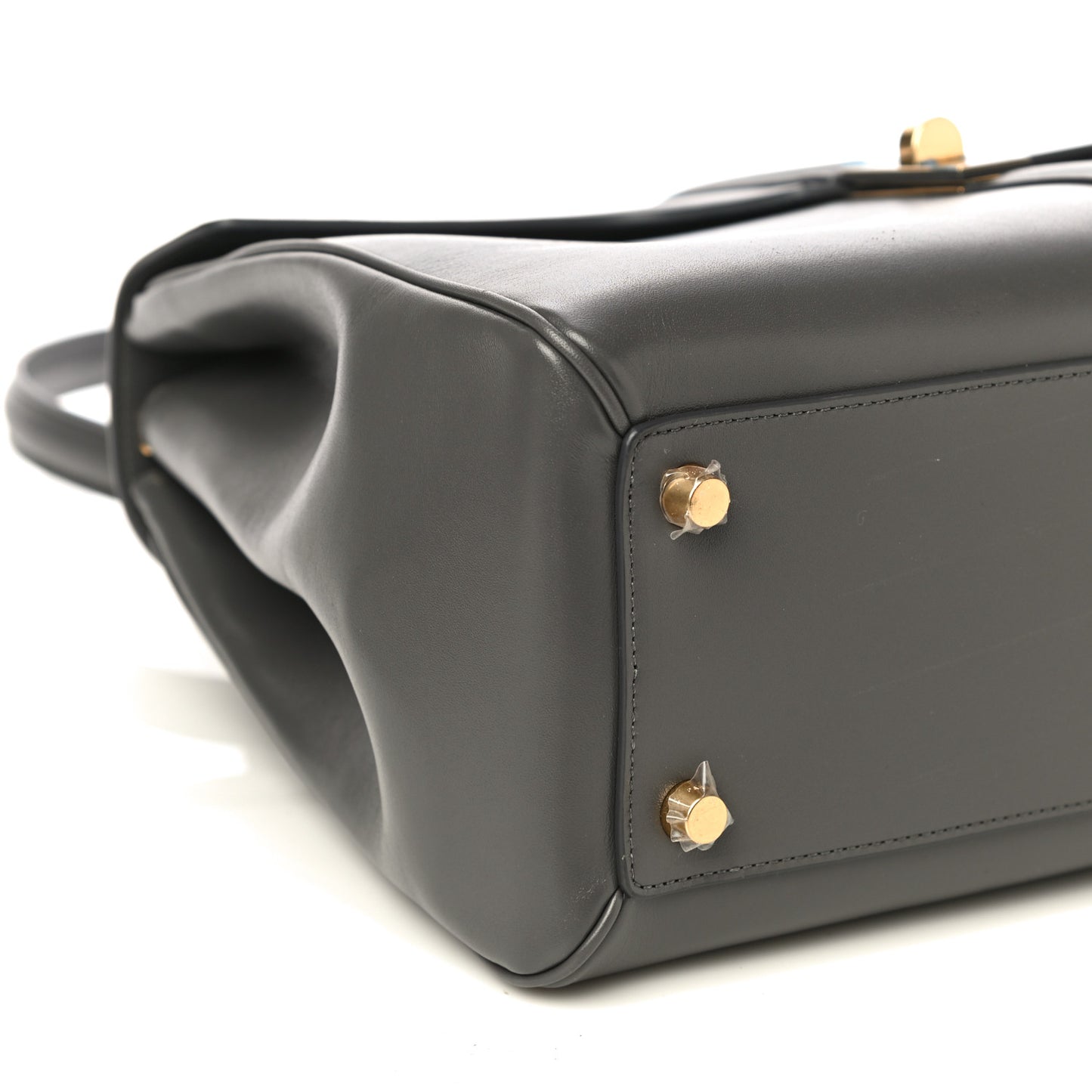 Satinated Calfskin Medium 16 Top Handle Bag Grey