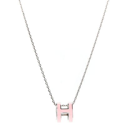 Hermes Lacquered Palladium Pop H Pendant Necklace Rose Dragee 1 of 6