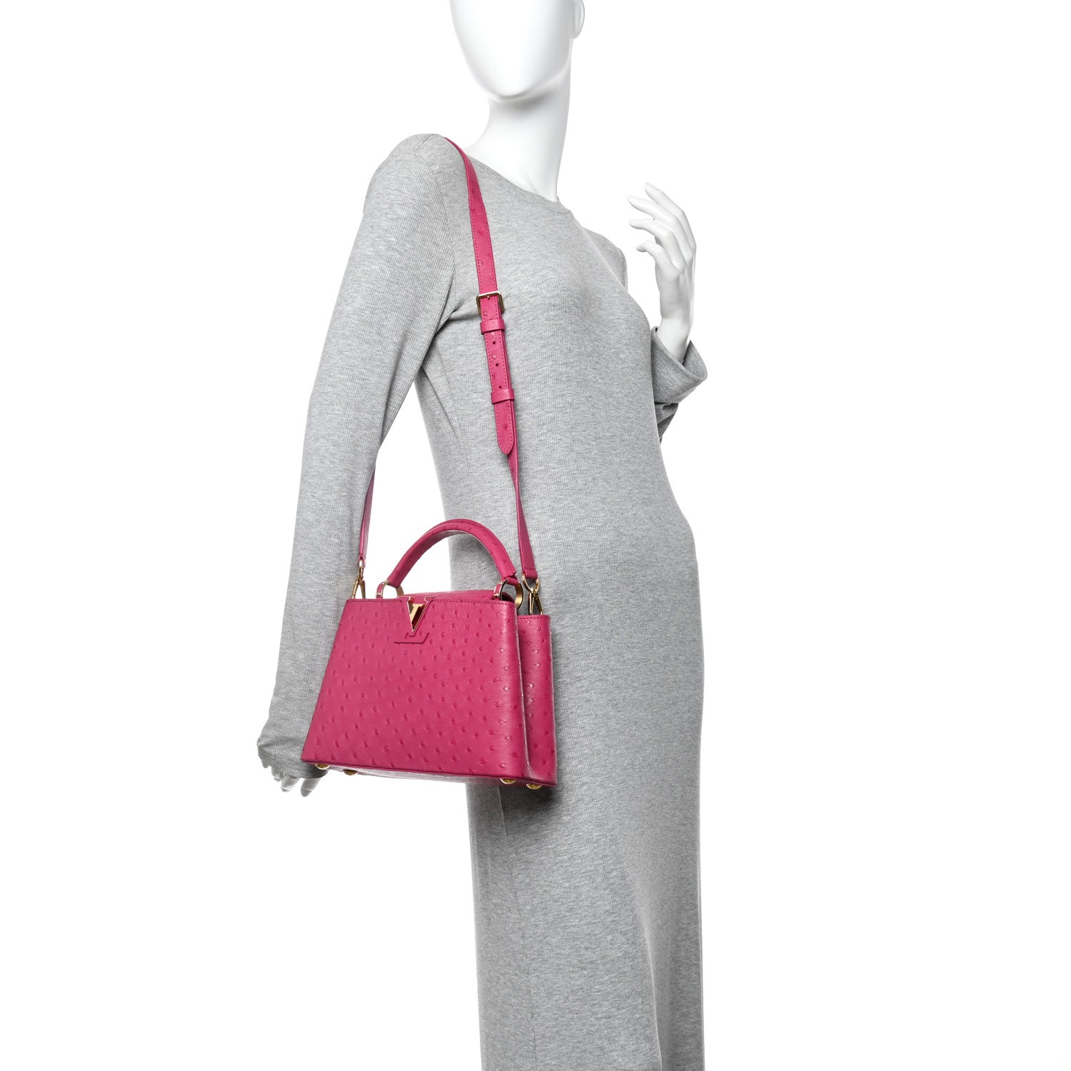 Louis Vuitton Ostrich Capucines BB Fuchsia 3 of 17