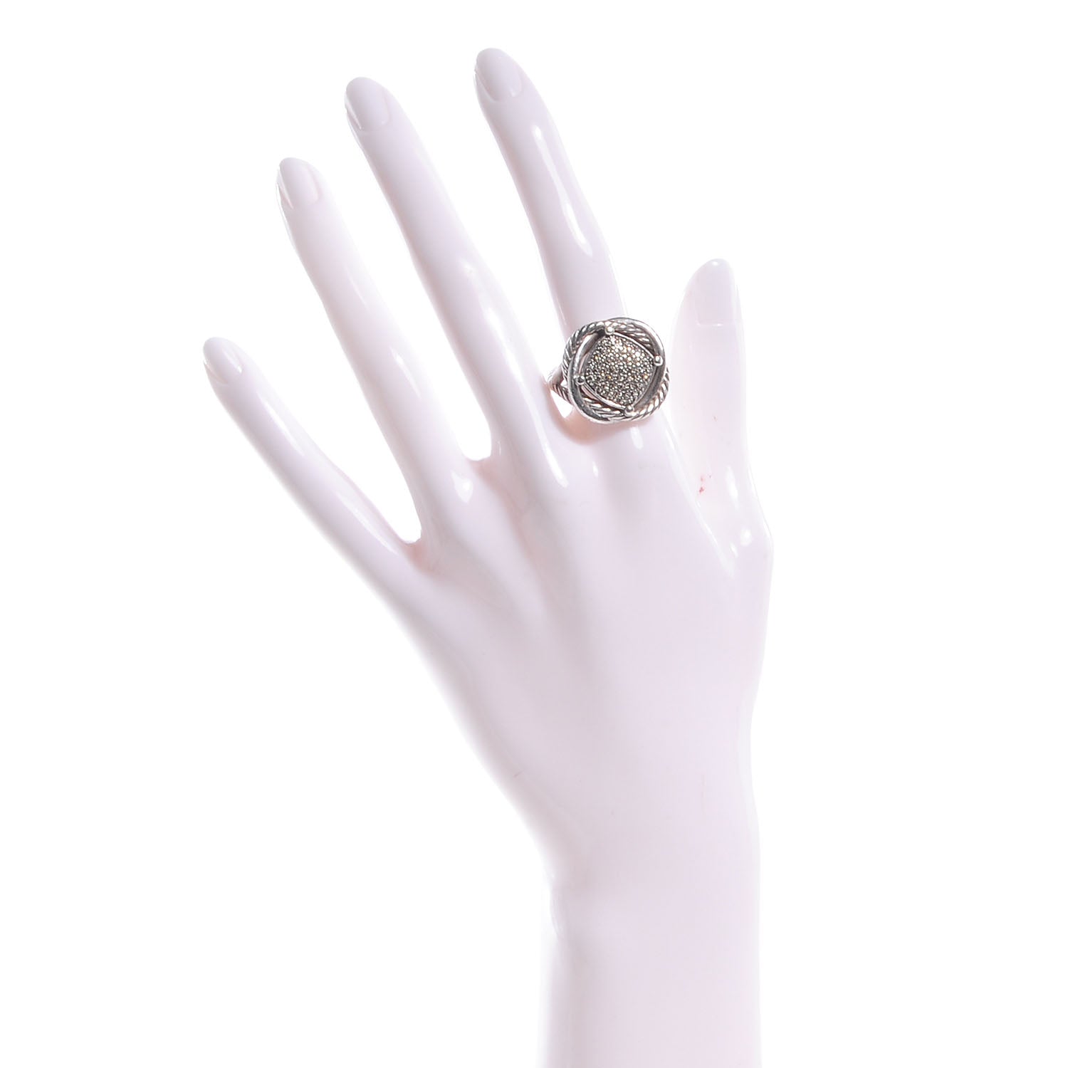 David Yurman Sterling Silver Pave Diamond 11mm Infinity Ring 54 7 2 of 4