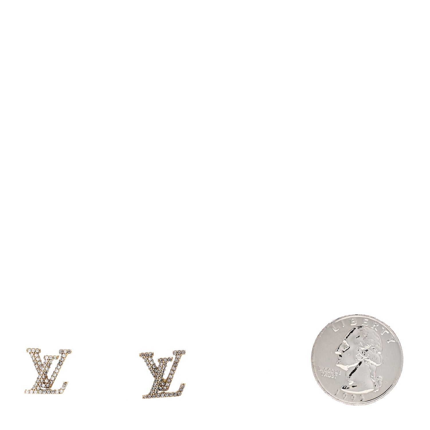 Louis Vuitton Metal Crystal LV Iconic Earrings Gold 2 of 5