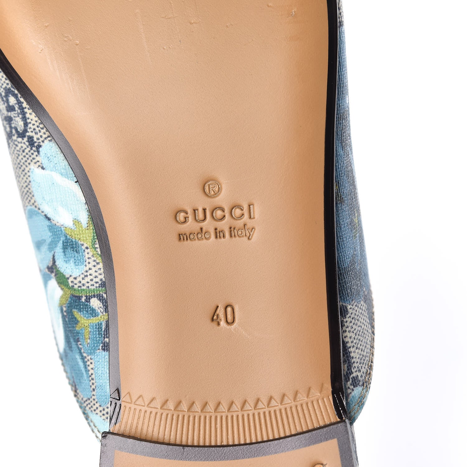 Gucci GG Supreme Monogram Blooms Womens Princetown Slippers 40 Beige Blue Navy Hibiscus Red 7 of 11