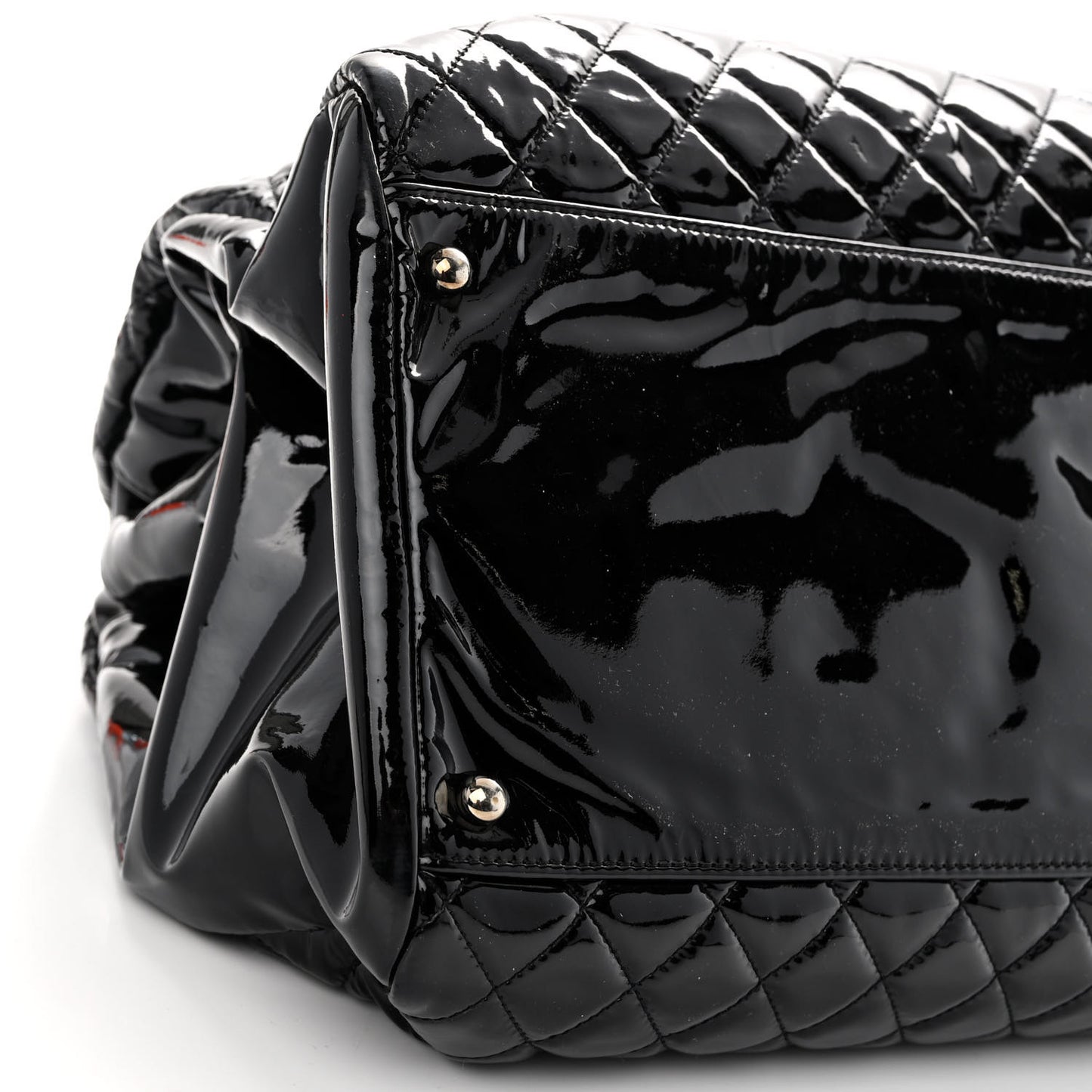 Patent Quilted Maxi Just Mademoiselle Bowling Bag Black
